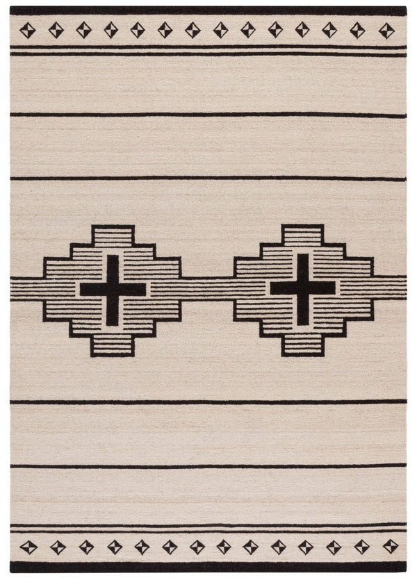 Safavieh Rlr Geometric Standing Crosses Accent In Ivory & Black — Wool-Cotton Soumak Weave For Warmth And Texture 6'-0" x 9'-0" RLR5854A-6