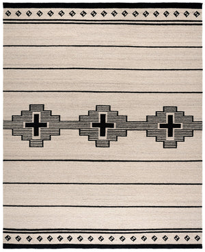 Safavieh Rlr Geometric Standing Crosses Accent In Ivory & Black — Wool-Cotton Soumak Weave For Warmth And Texture 6'-0" x 9'-0" RLR5854A-6