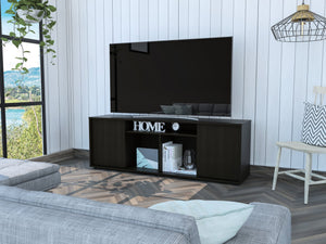 English Elm Prana Modern Black TV Stand for TVs up to 60" — Four Open Shelves, Two Single-Door Cabinets, Sturdy B07091980