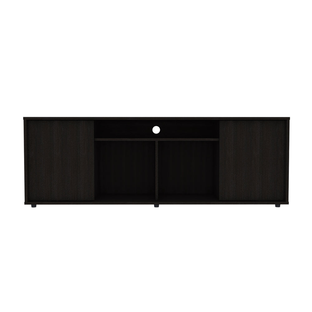 English Elm Prana Modern Black TV Stand for TVs up to 60" — Four Open Shelves, Two Single-Door Cabinets, Sturdy B07091980