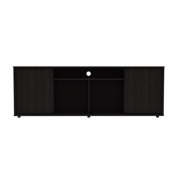 English Elm Prana Modern Black TV Stand for TVs up to 60" — Four Open Shelves, Two Single-Door Cabinets, Sturdy B07091980