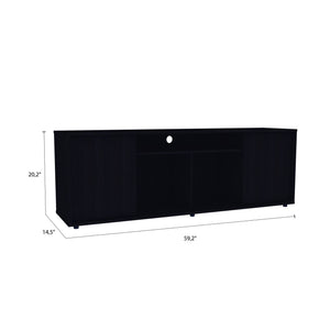 English Elm Prana Modern Black TV Stand for TVs up to 60" — Four Open Shelves, Two Single-Door Cabinets, Sturdy B07091980