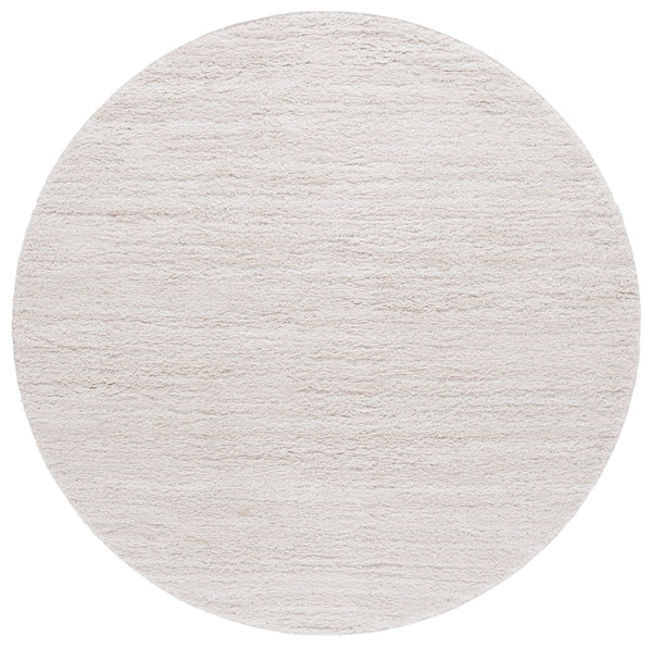 Safavieh Rumi Luxurious Round Shag Area Rug - Elegant Ivory Beige Design For Cozy Home Spaces 6ft 7in Ivory ,Light Beige Polyester Rms110a-8