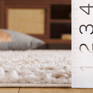 Safavieh Rumi Luxurious Round Shag Area Rug - Elegant Ivory Beige Design For Cozy Home Spaces 6ft 7in Ivory ,Beige Polyester Rms110b-7sq