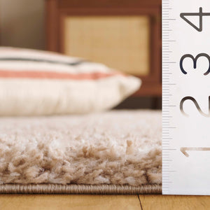 Safavieh Rumi Luxurious Round Shag Area Rug - Elegant Ivory Beige Design For Cozy Home Spaces 6ft 7in Beige ,Ivory Polyester Rms110c-8