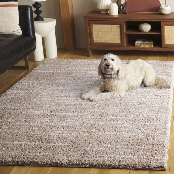 Safavieh Rumi Luxurious Round Shag Area Rug - Elegant Ivory Beige Design For Cozy Home Spaces 6ft 7in Beige ,Ivory Polyester Rms110c-8