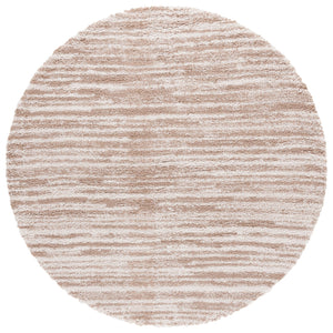 Safavieh Rumi Luxurious Round Shag Area Rug - Elegant Ivory Beige Design For Cozy Home Spaces 6ft 7in Beige ,Ivory Polyester Rms110c-8
