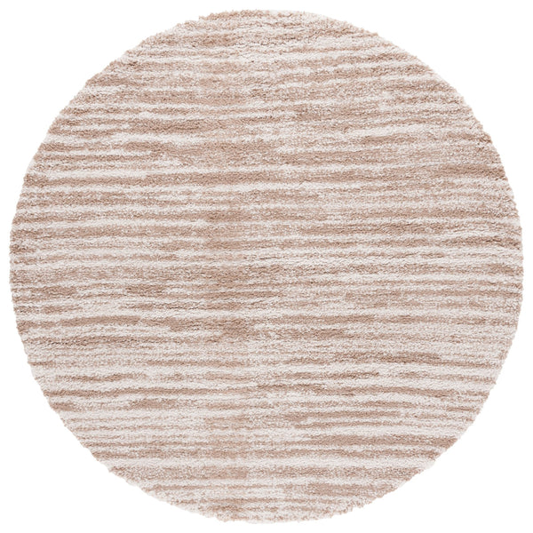 Safavieh Rumi Luxurious Round Shag Area Rug - Elegant Ivory Beige Design For Cozy Home Spaces 6ft 7in Beige ,Ivory Polyester Rms110c-8