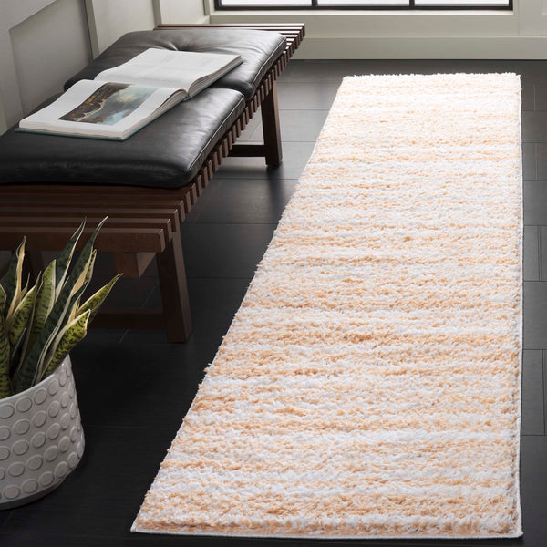 Safavieh Rumi Luxurious Round Shag Area Rug - Elegant Ivory Beige Design For Cozy Home Spaces 6ft 7in Gold ,Ivory Polyester Rms110d-8