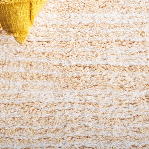 Safavieh Rumi Luxurious Round Shag Area Rug - Elegant Ivory Beige Design For Cozy Home Spaces 6ft 7in Gold ,Ivory Polyester Rms110d-8