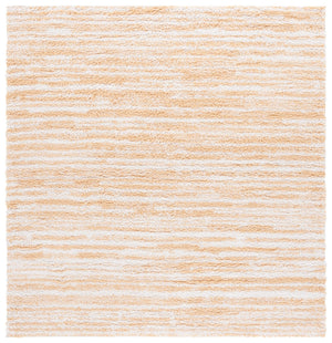 Safavieh Rumi Luxurious Round Shag Area Rug - Elegant Ivory Beige Design For Cozy Home Spaces 6ft 7in Gold ,Ivory Polyester Rms110d-8