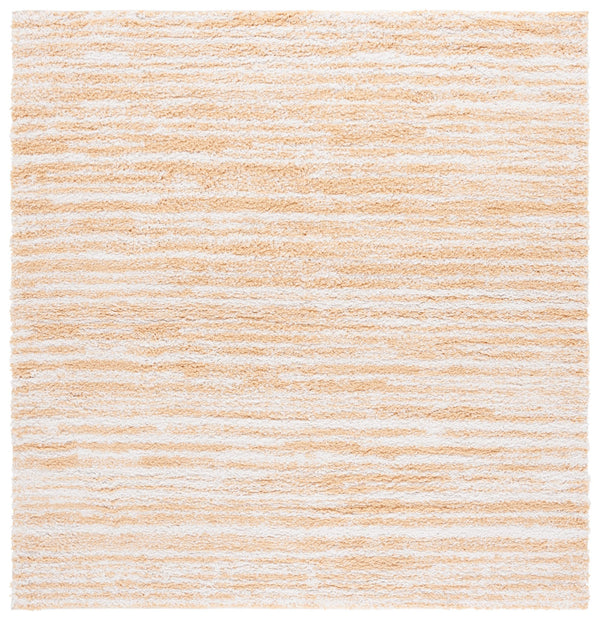 Safavieh Rumi Luxurious Round Shag Area Rug - Elegant Ivory Beige Design For Cozy Home Spaces 6ft 7in Gold ,Ivory Polyester Rms110d-8