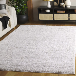 Safavieh Rumi Luxurious Round Shag Area Rug - Elegant Ivory Beige Design For Cozy Home Spaces 6ft 7in Light Grey ,Ivory Polyester Rms110f-28