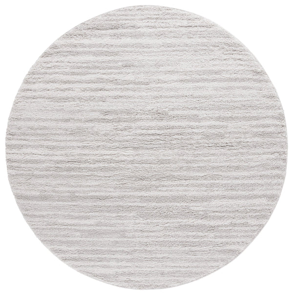 Safavieh Rumi Luxurious Round Shag Area Rug - Elegant Ivory Beige Design For Cozy Home Spaces 6ft 7in Light Grey ,Ivory Polyester Rms110f-28