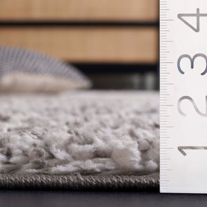 Safavieh Rumi Luxurious Round Shag Area Rug - Elegant Ivory Beige Design For Cozy Home Spaces 6ft 7in Dark Grey ,Ivory Polyester Rms110g-5