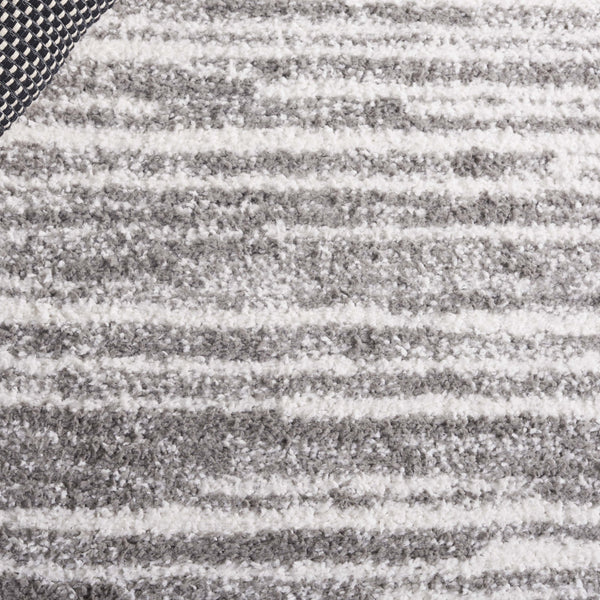 Safavieh Rumi Luxurious Round Shag Area Rug - Elegant Ivory Beige Design For Cozy Home Spaces 6ft 7in Dark Grey ,Ivory Polyester Rms110g-5