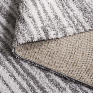 Safavieh Rumi Luxurious Round Shag Area Rug - Elegant Ivory Beige Design For Cozy Home Spaces 6ft 7in Dark Grey ,Ivory Polyester Rms110g-5