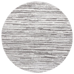 Safavieh Rumi Luxurious Round Shag Area Rug - Elegant Ivory Beige Design For Cozy Home Spaces 6ft 7in Dark Grey ,Ivory Polyester Rms110g-5