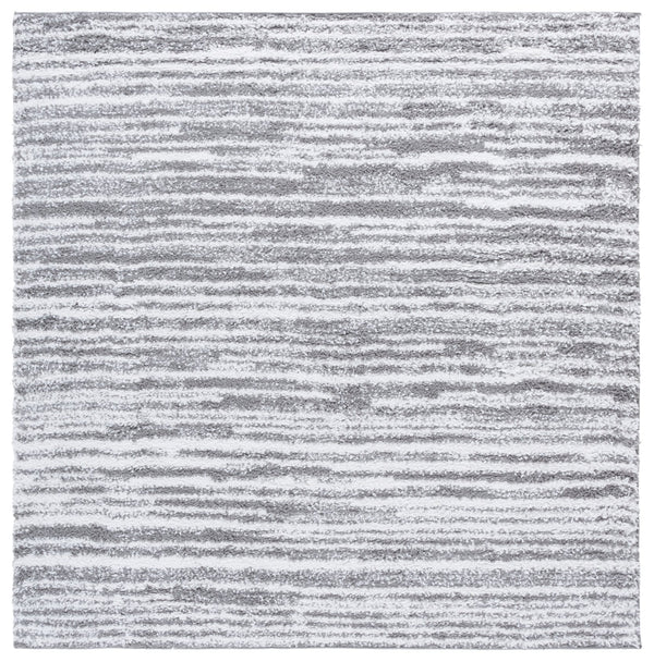 Safavieh Rumi Luxurious Round Shag Area Rug - Elegant Ivory Beige Design For Cozy Home Spaces 6ft 7in Dark Grey ,Ivory Polyester Rms110g-5