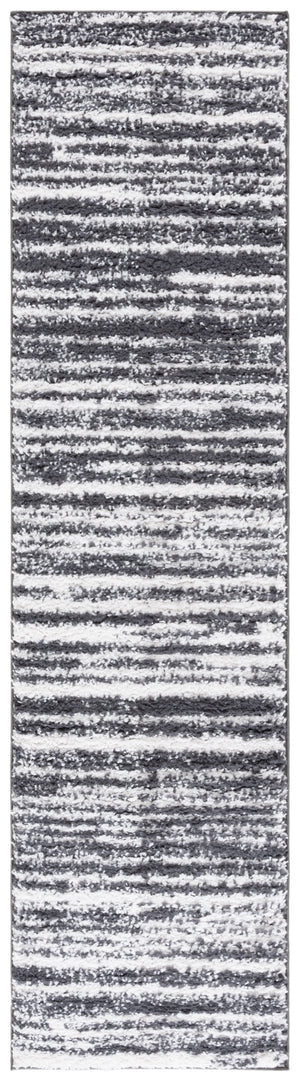 Safavieh Rumi Luxurious Round Shag Area Rug - Elegant Ivory Beige Design For Cozy Home Spaces 6ft 7in Charcoal ,Ivory Polyester Rms110h-9