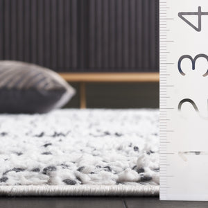 Safavieh Rumi Luxurious Round Shag Area Rug - Elegant Ivory Beige Design For Cozy Home Spaces 6ft 7in Charcoal ,Ivory Polyester Rms110h-9