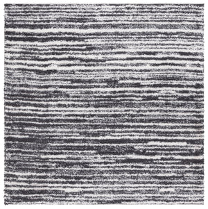 Safavieh Rumi Luxurious Round Shag Area Rug - Elegant Ivory Beige Design For Cozy Home Spaces 6ft 7in Charcoal ,Ivory Polyester Rms110h-9