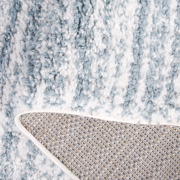 Safavieh Rumi Luxurious Round Shag Area Rug - Elegant Ivory Beige Design For Cozy Home Spaces 6ft 7in Light Blue ,Ivory Polyester Rms110l-6