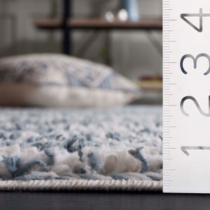 Safavieh Rumi Luxurious Round Shag Area Rug - Elegant Ivory Beige Design For Cozy Home Spaces 6ft 7in Light Blue ,Ivory Polyester Rms110l-6