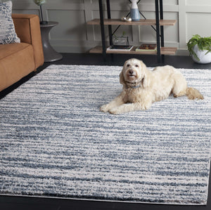 Safavieh Rumi Luxurious Round Shag Area Rug - Elegant Ivory Beige Design For Cozy Home Spaces 6ft 7in Light Blue ,Ivory Polyester Rms110l-6