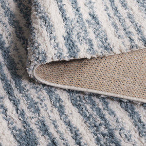 Safavieh Rumi Luxurious Round Shag Area Rug - Elegant Ivory Beige Design For Cozy Home Spaces 6ft 7in Light Blue ,Ivory Polyester Rms110l-6