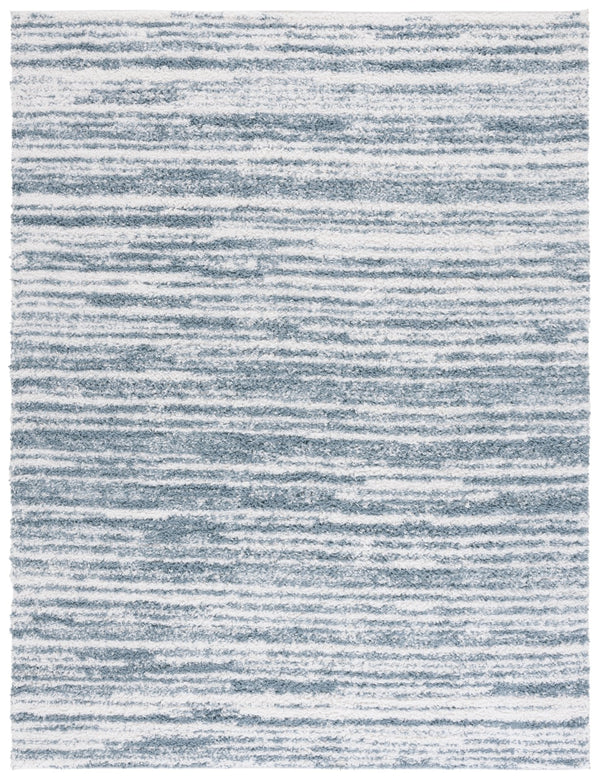 Safavieh Rumi Luxurious Round Shag Area Rug - Elegant Ivory Beige Design For Cozy Home Spaces 6ft 7in Light Blue ,Ivory Polyester Rms110l-6