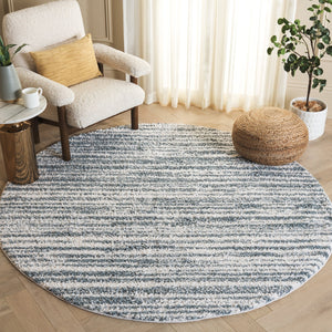 Safavieh Rumi Luxurious Round Shag Area Rug - Elegant Ivory Beige Design For Cozy Home Spaces 6ft 7in Light Blue ,Ivory Polyester Rms110l-6
