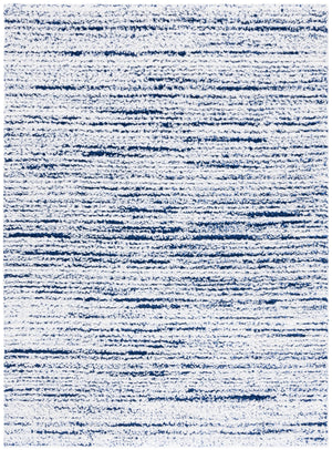 Safavieh Rumi Luxurious Round Shag Area Rug - Elegant Ivory Beige Design For Cozy Home Spaces 6ft 7in Navy ,Ivory Polyester Rms110n-7sq