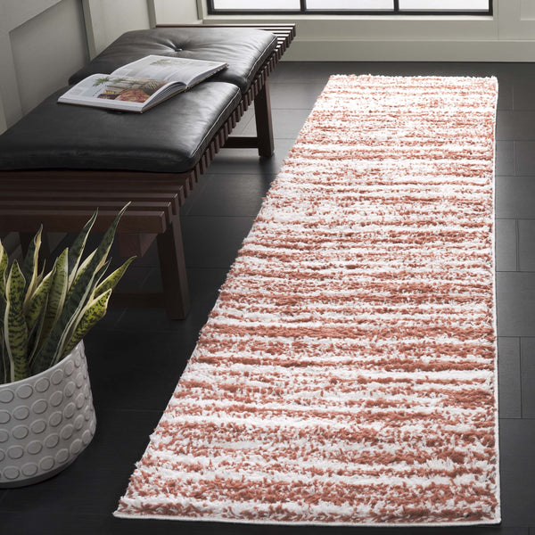 Safavieh Rumi Luxurious Round Shag Area Rug - Elegant Ivory Beige Design For Cozy Home Spaces 6ft 7in Rust ,Ivory Polyester Rms110p-9