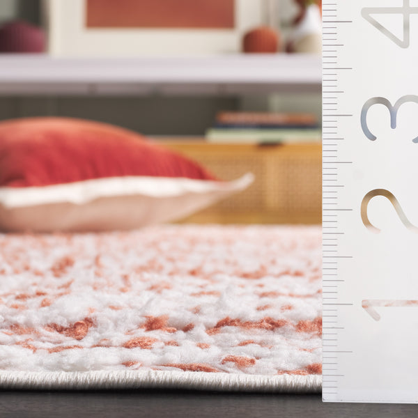 Safavieh Rumi Luxurious Round Shag Area Rug - Elegant Ivory Beige Design For Cozy Home Spaces 6ft 7in Rust ,Ivory Polyester Rms110p-9