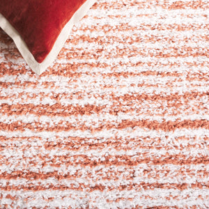 Safavieh Rumi Luxurious Round Shag Area Rug - Elegant Ivory Beige Design For Cozy Home Spaces 6ft 7in Rust ,Ivory Polyester Rms110p-9