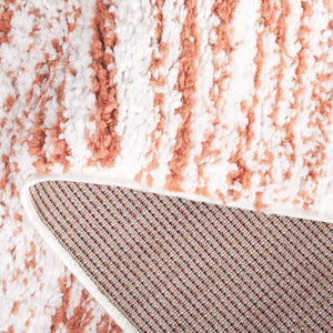 Safavieh Rumi Luxurious Round Shag Area Rug - Elegant Ivory Beige Design For Cozy Home Spaces 6ft 7in Rust ,Ivory Polyester Rms110p-9