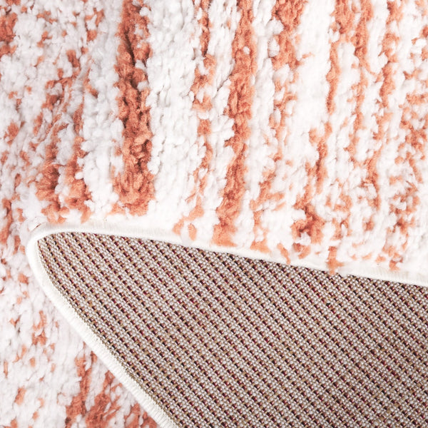 Safavieh Rumi Luxurious Round Shag Area Rug - Elegant Ivory Beige Design For Cozy Home Spaces 6ft 7in Rust ,Ivory Polyester Rms110p-9