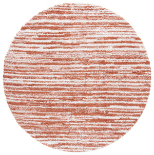 Safavieh Rumi Luxurious Round Shag Area Rug - Elegant Ivory Beige Design For Cozy Home Spaces 6ft 7in Rust ,Ivory Polyester Rms110p-9