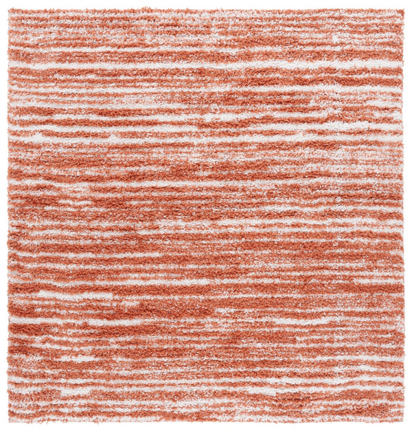 Safavieh Rumi Luxurious Round Shag Area Rug - Elegant Ivory Beige Design For Cozy Home Spaces 6ft 7in Rust ,Ivory Polyester Rms110p-9