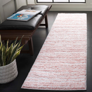 Safavieh Rumi Plush Shag Area Rug In Pink And Ivory — Power-Loomed Polyester With Jute Backing, Luxe Feel 5'-0" x 5'-0" RMS110U-5R