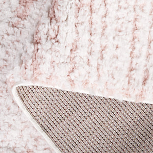 Safavieh Rumi Plush Shag Area Rug In Pink And Ivory — Power-Loomed Polyester With Jute Backing, Luxe Feel 5'-0" x 5'-0" RMS110U-5R