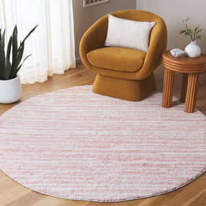 Safavieh Rumi Plush Shag Area Rug In Pink And Ivory — Power-Loomed Polyester With Jute Backing, Luxe Feel 5'-0" x 5'-0" RMS110U-5R