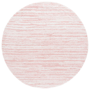 Safavieh Rumi Luxurious Round Shag Area Rug - Elegant Ivory Beige Design For Cozy Home Spaces 6ft 7in Pink ,Ivory Polyester Rms110u-28
