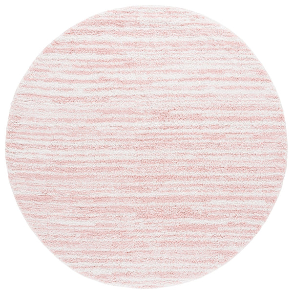 Safavieh Rumi Plush Shag Area Rug In Pink And Ivory — Power-Loomed Polyester With Jute Backing, Luxe Feel 5'-0" x 5'-0" RMS110U-5R