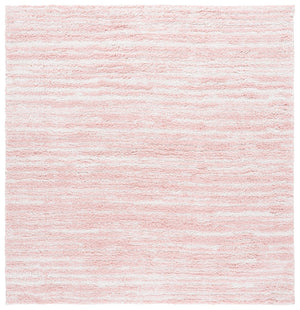 Safavieh Rumi Luxurious Round Shag Area Rug - Elegant Ivory Beige Design For Cozy Home Spaces 6ft 7in Pink ,Ivory Polyester Rms110u-28