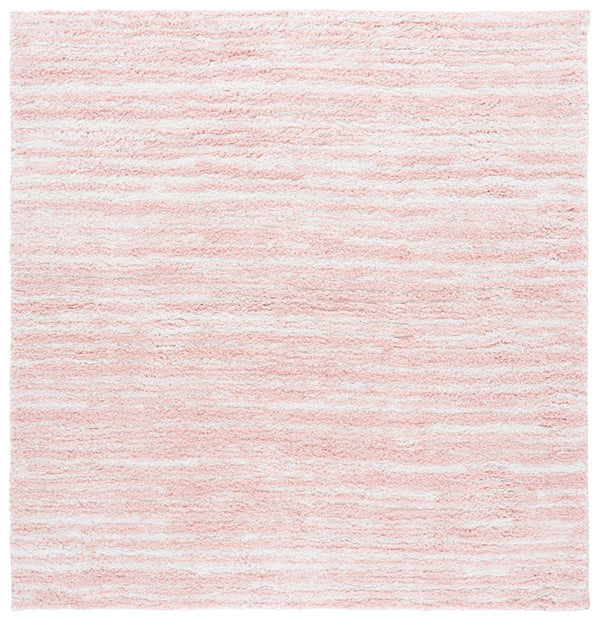 Safavieh Rumi Plush Shag Area Rug In Pink And Ivory — Power-Loomed Polyester Pile With Jute Backing, Cozy Luxe Decor 5'-0" x 5'-0" RMS110U-5SQ