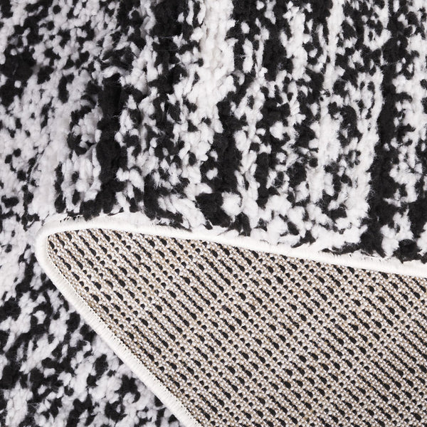 Safavieh Rumi Luxurious Round Shag Area Rug - Elegant Ivory Beige Design For Cozy Home Spaces 6ft 7in Black ,Ivory Polyester Rms110z-28