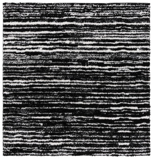 Safavieh Rumi Luxurious Round Shag Area Rug - Elegant Ivory Beige Design For Cozy Home Spaces 6ft 7in Black ,Ivory Polyester Rms110z-28