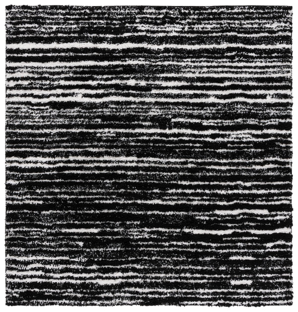 Safavieh Rumi Luxurious Round Shag Area Rug - Elegant Ivory Beige Design For Cozy Home Spaces 6ft 7in Black ,Ivory Polyester Rms110z-28